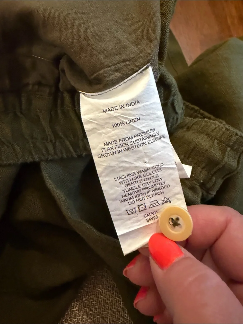 Quince Men’s European Linen Drawstring Beach Pants in Olive